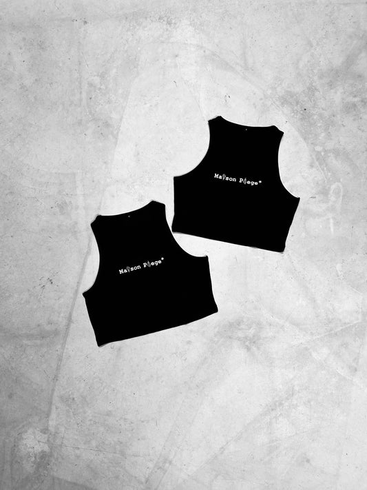 A555* OCTOBRE ROSE / Black Crop Top